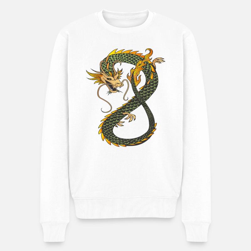 Drache - Männer Premium Bio Pullover - Weiß