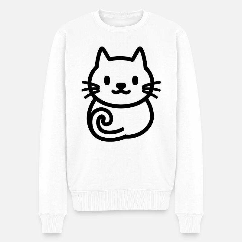 chat - Pull Premium bio Homme - blanc
