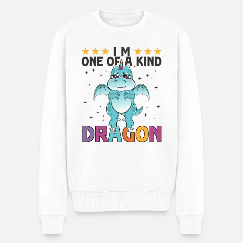 Ich bin ein einzigartiger Drache - Männer Premium Bio Pullover - Weiß