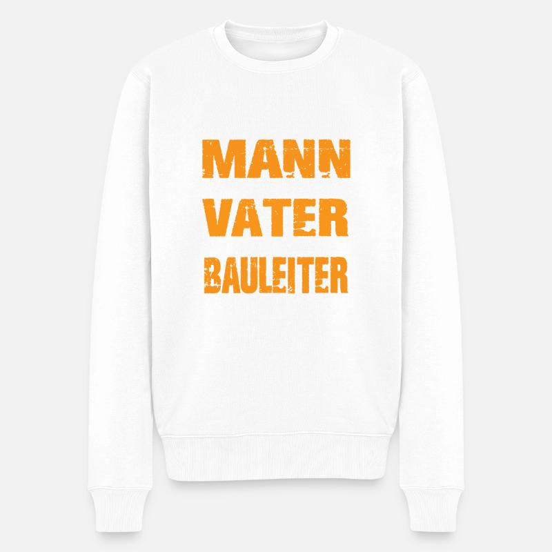 Vater und Bauleiter - Männer Premium Bio Pullover - Weiß