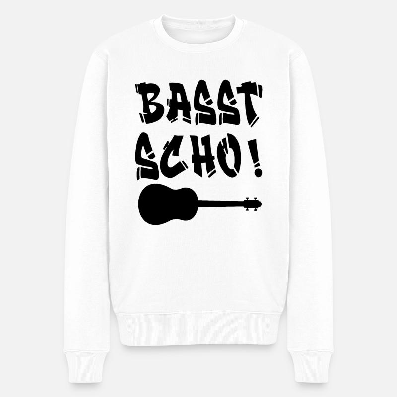 Basst scho - lustiges Musiker Design - Männer Premium Bio Pullover - Weiß