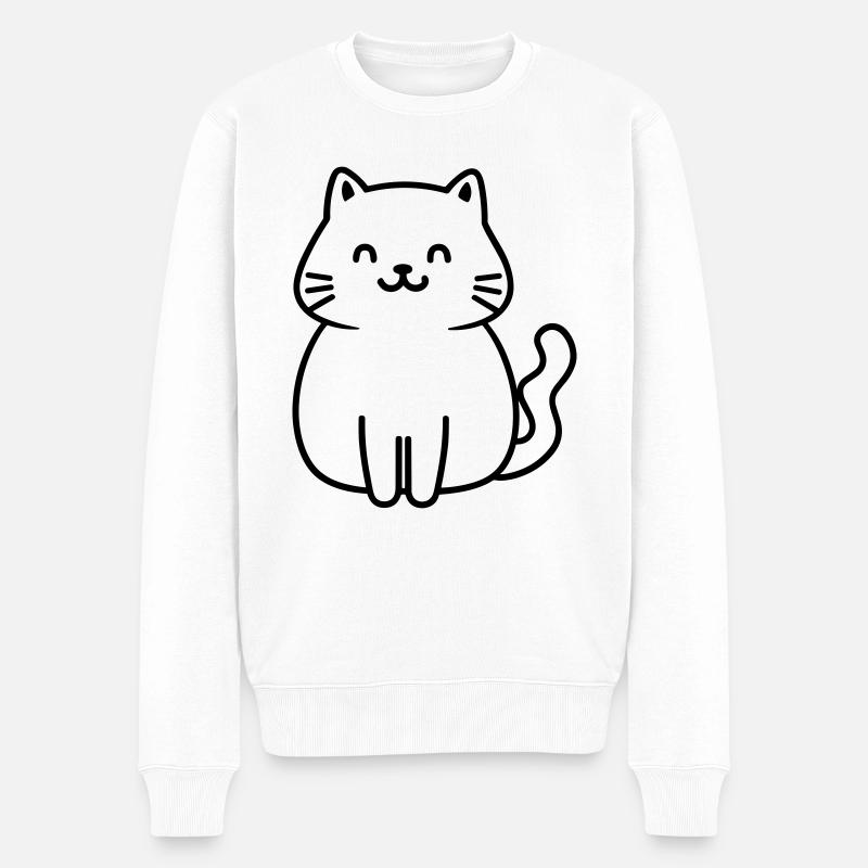 chat - Pull Premium bio Homme - blanc