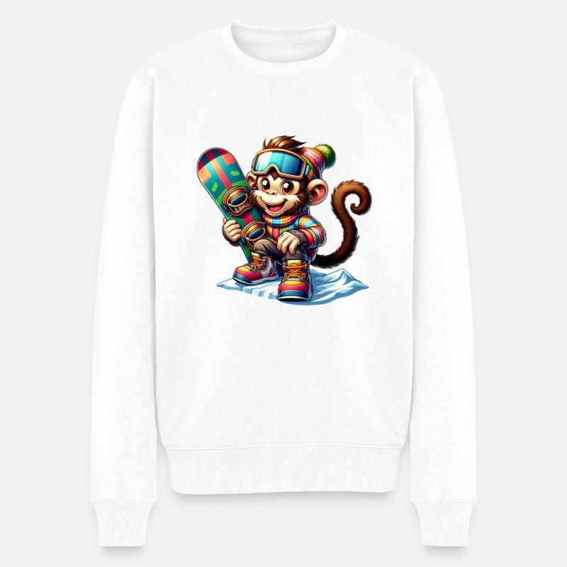 Singe snowboarder mignon - Pull Premium bio Homme - blanc