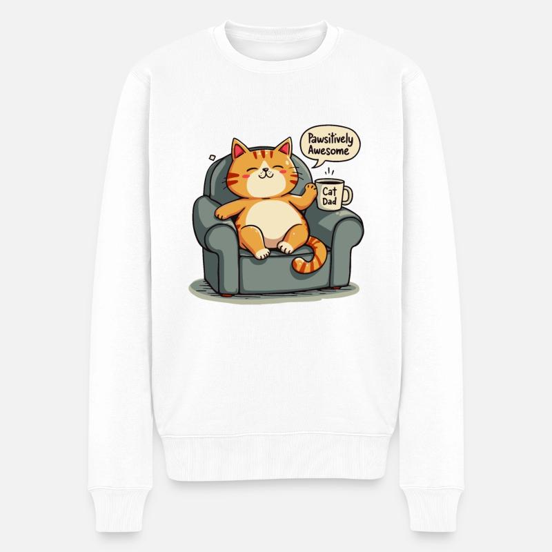 CHAT DAD - Pull Premium bio Homme - blanc