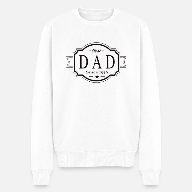 Bester Papa seit 1956 - Männer Premium Bio Pullover - Weiß