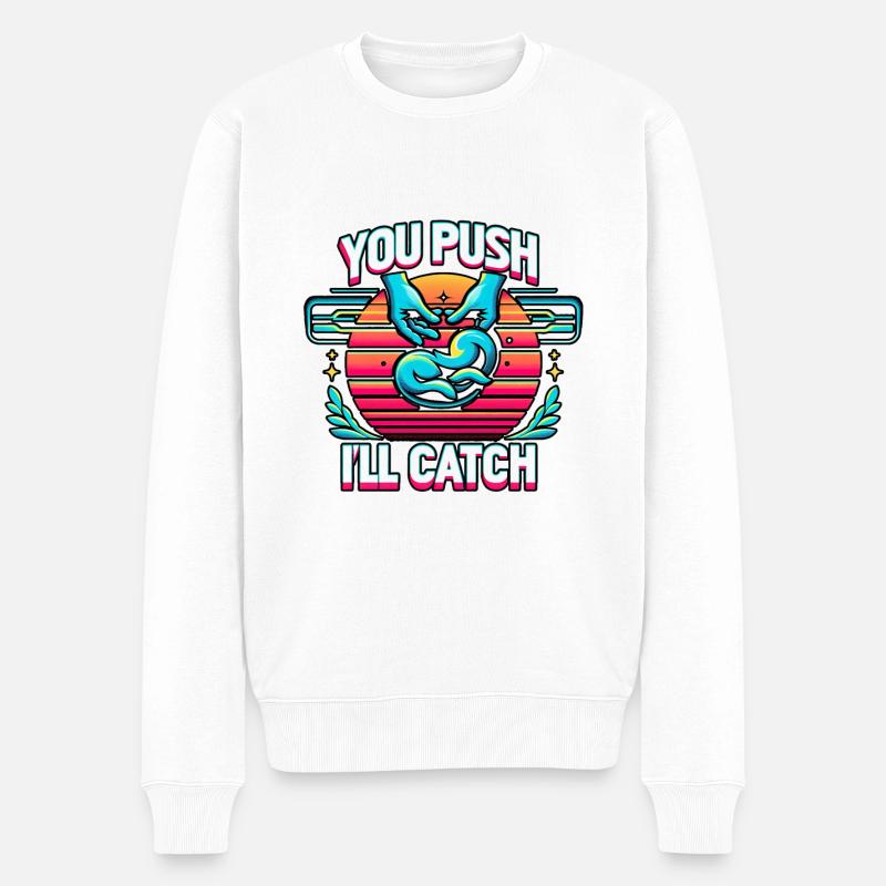 You Push I'll Catch 12 - Männer Premium Bio Pullover - Weiß