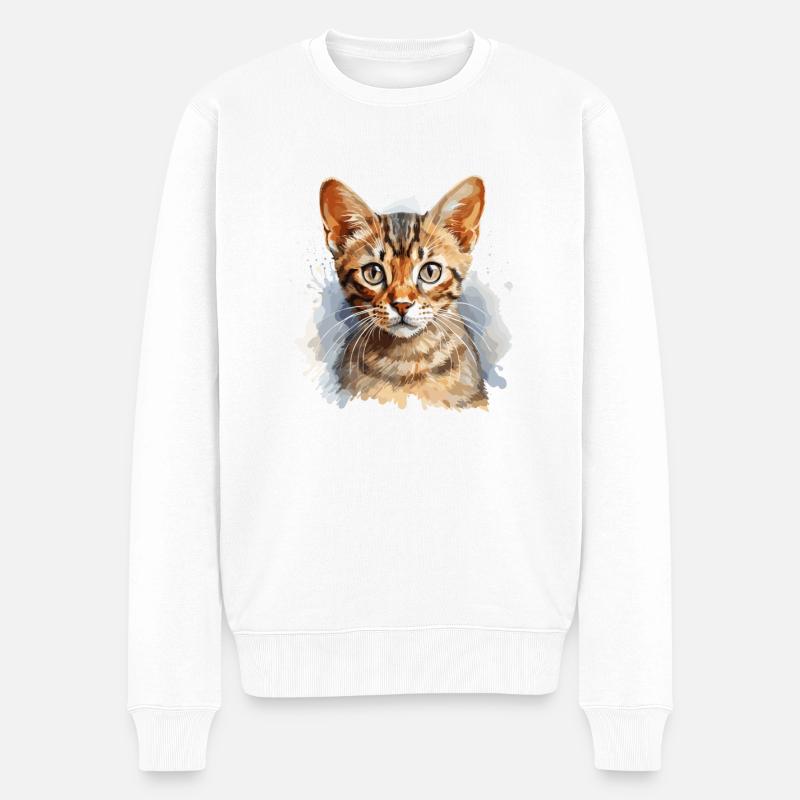 Chat du Bengale - Pull Premium bio Homme - blanc