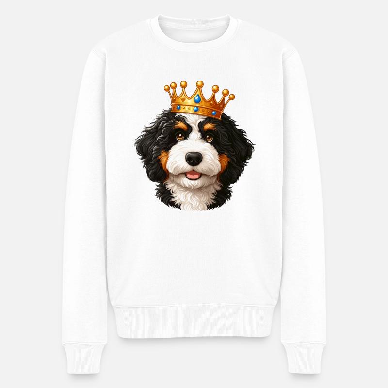 Couronne de chien Bernedoodle - Pull Premium bio Homme - blanc