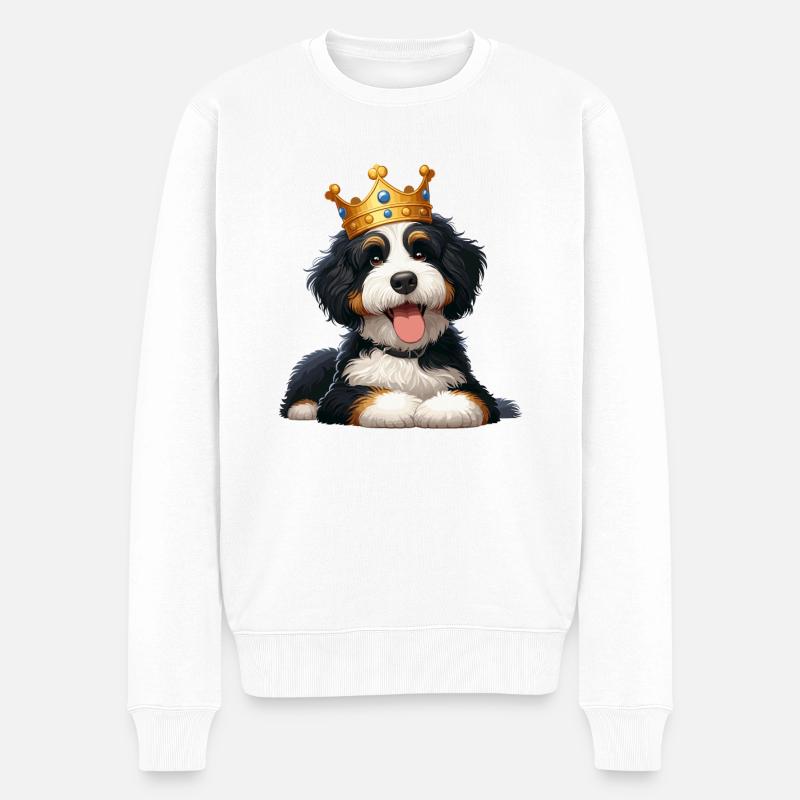 Bernedoodle Hund - Männer Premium Bio Pullover - Weiß