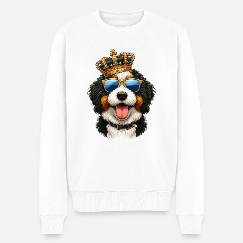 Bernedoodle Hund Krone - Männer Premium Bio Pullover - Weiß