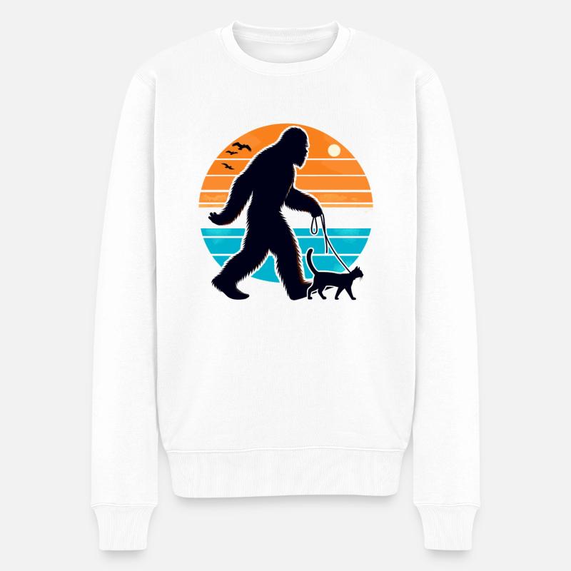 Chat Bigfoot - Pull Premium bio Homme - blanc