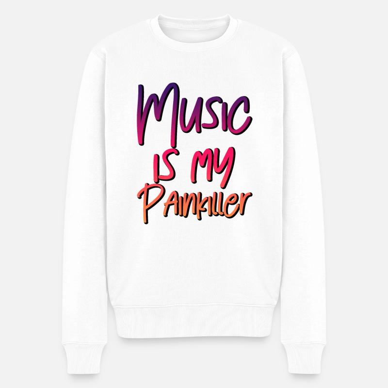 Music Is My Painkiller - Männer Premium Bio Pullover - Weiß