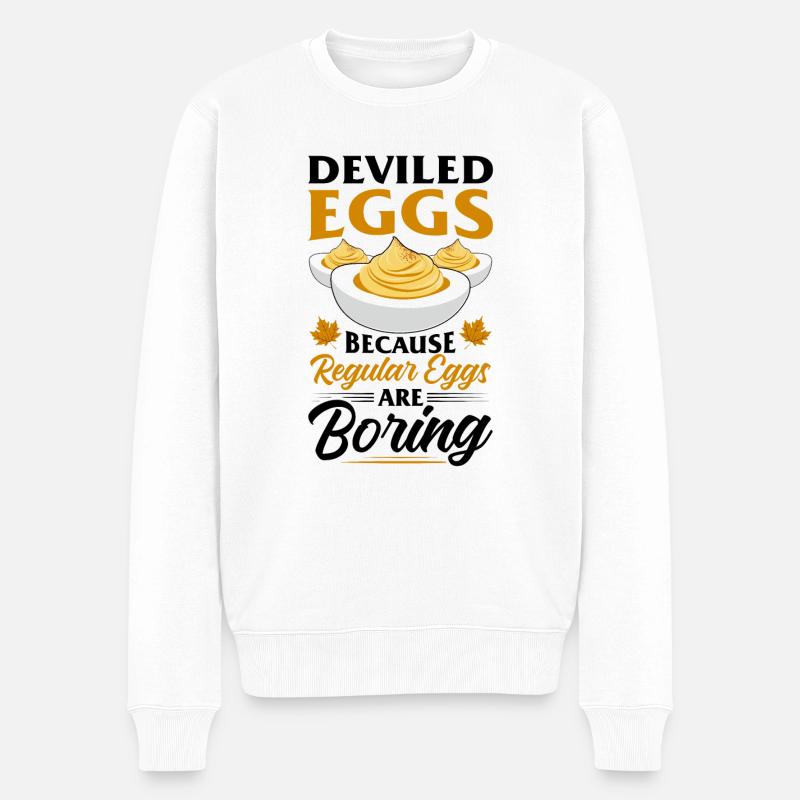 Teufelsei Spruch - Männer Premium Bio Pullover - Weiß