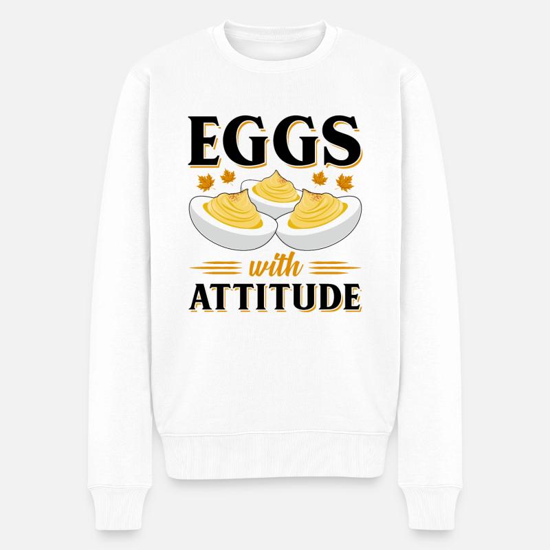 Teufelsei Spruch - Männer Premium Bio Pullover - Weiß
