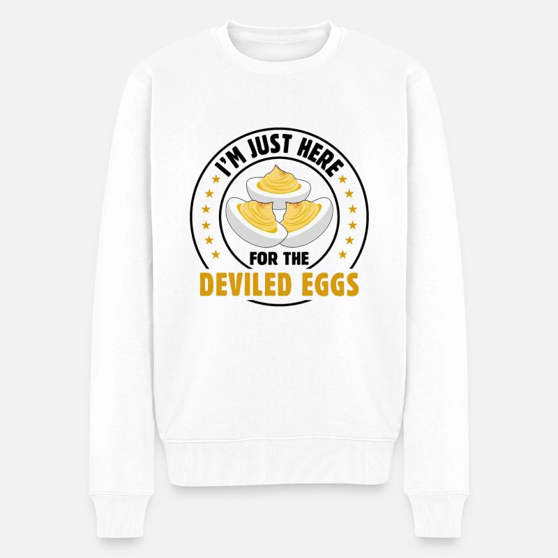 Teufelsei Spruch - Männer Premium Bio Pullover - Weiß