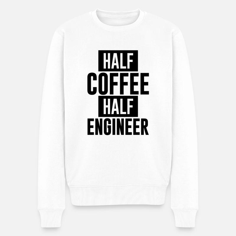 Mi-café, mi-ingénieur - Pull Premium bio Homme - blanc