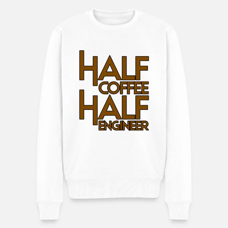 Half Coffee Half Engineer 3 - Männer Premium Bio Pullover - Weiß