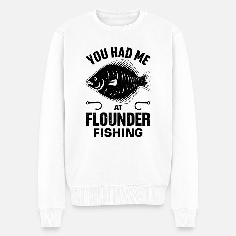 Flunder Fischer Spruch - Männer Premium Bio Pullover - Weiß