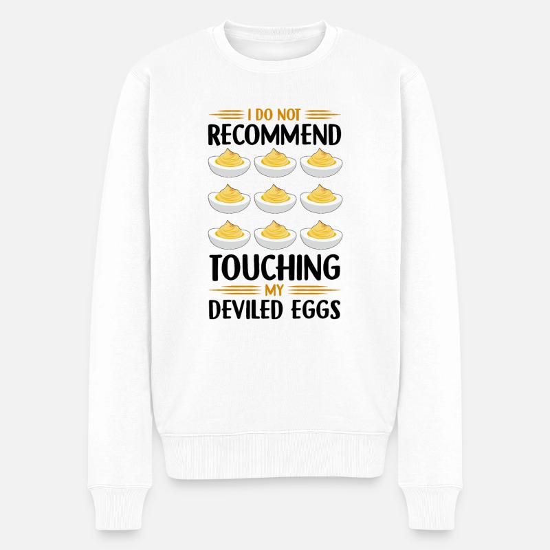 Teufelsei Spruch - Männer Premium Bio Pullover - Weiß