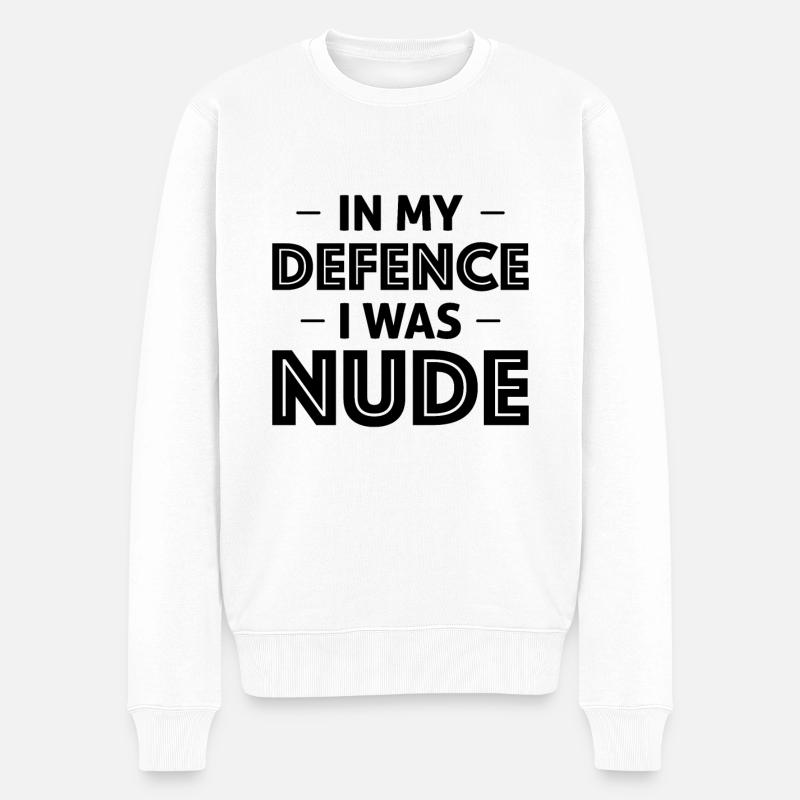 Nudismus Spruch - Männer Premium Bio Pullover - Weiß
