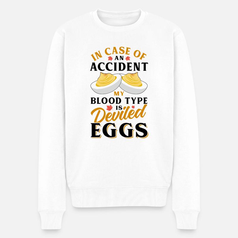 Teufelsei Spruch - Männer Premium Bio Pullover - Weiß
