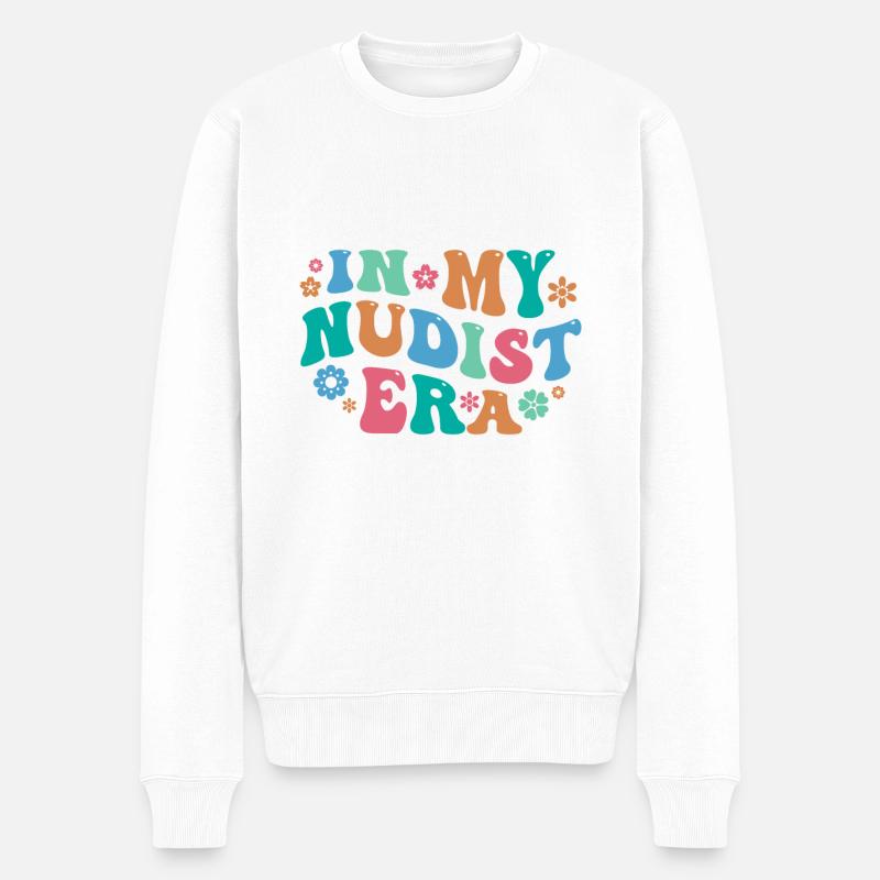 Nudismus Spruch - Männer Premium Bio Pullover - Weiß