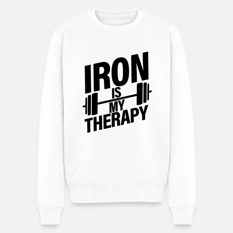 Le fer est ma thérapie - Pull Premium bio Homme - blanc