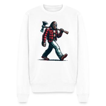 Holzfäller Forstwirt Bigfoot - Männer Premium Bio Pullover - Weiß - Vorne - Thijin (182cm)