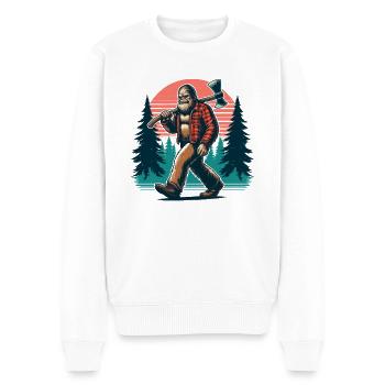 Holzfäller Forstwirt Bigfoot - Männer Premium Bio Pullover - Weiß - Vorne - Thijin (182cm)