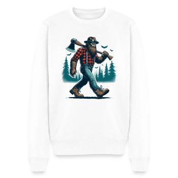 Holzfäller Forstwirt Bigfoot - Männer Premium Bio Pullover - Weiß - Vorne - Thijin (182cm)