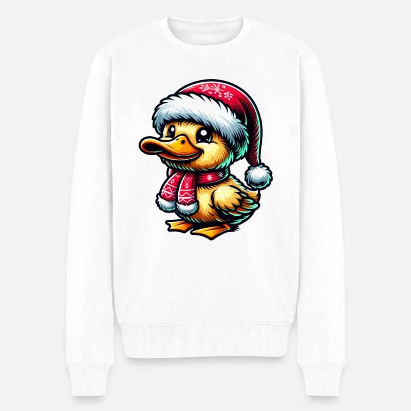 Süße Ente Weihnachten - Männer Premium Bio Pullover - Weiß