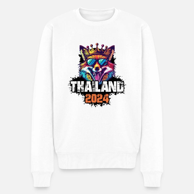 Thaïlande 2024 Vacances Renard - Pull Premium bio Homme - blanc