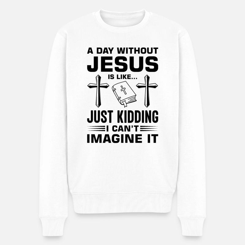 Religion catholique Église Bible Jésus - Pull Premium bio Homme - blanc