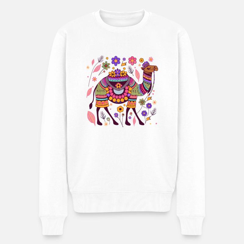 Kamel - Männer Premium Bio Pullover - Weiß