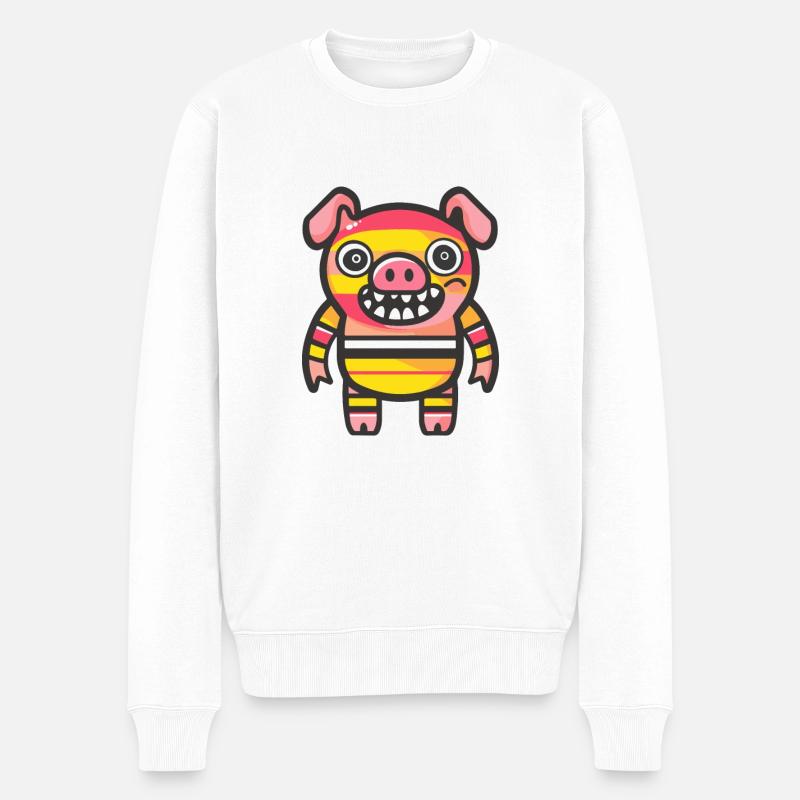 Cochon Halloween Bande dessinée Drôle - Pull Premium bio Homme - blanc