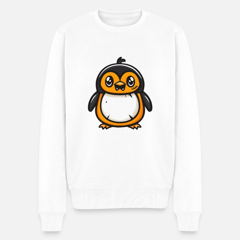 Pinguin Halloween Comic Lustig - Männer Premium Bio Pullover - Weiß