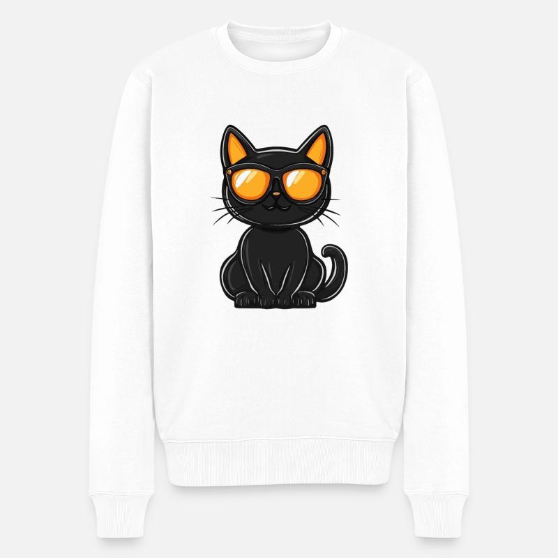 Chat Halloween Chat Cool - Pull Premium bio Homme - blanc