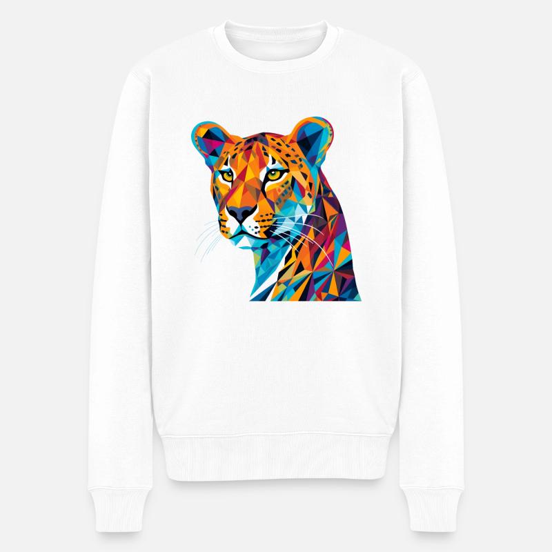 Gepard Cheetah - Männer Premium Bio Pullover - Weiß