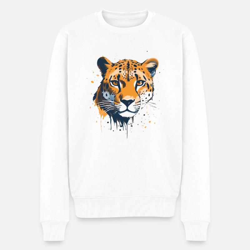Cheetah Gepard - Männer Premium Bio Pullover - Weiß