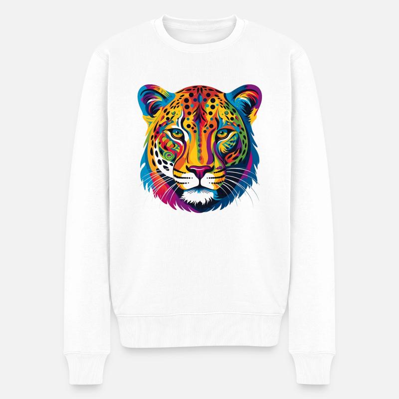 Cheetah Gepard - Männer Premium Bio Pullover - Weiß