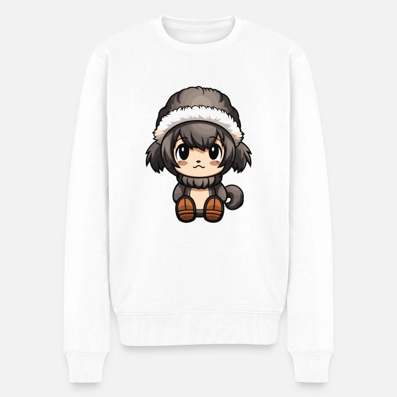 Singe Hiver Bande Dessinée Mignon - Pull Premium bio Homme - blanc