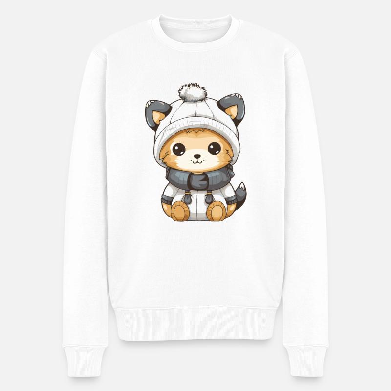 Fox Winter Comic Cute - Men's Premium Organic Jumper - white