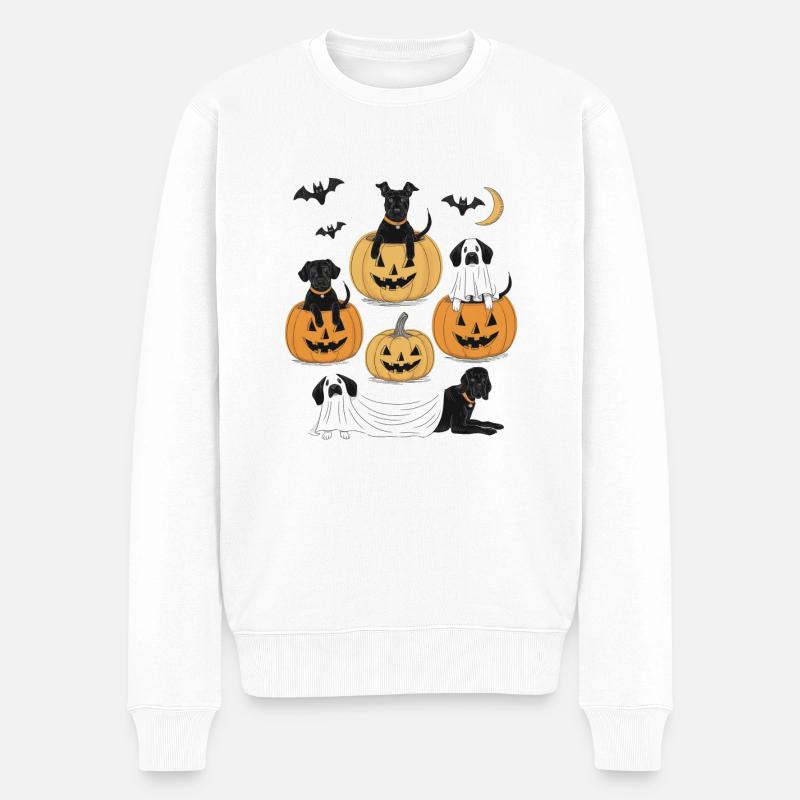 Lustige Hunde Halloween - Männer Premium Bio Pullover - Weiß