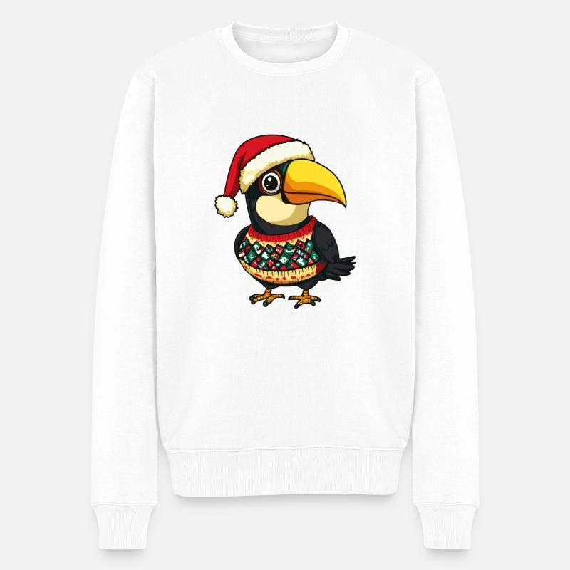 Toucan oiseau Noël - Pull Premium bio Homme - blanc