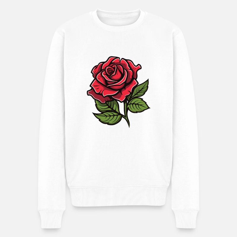 Fleur de rose Amour - Pull Premium bio Homme - blanc