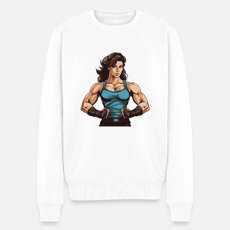 Femme Muscles Musculation - Pull Premium bio Homme - blanc