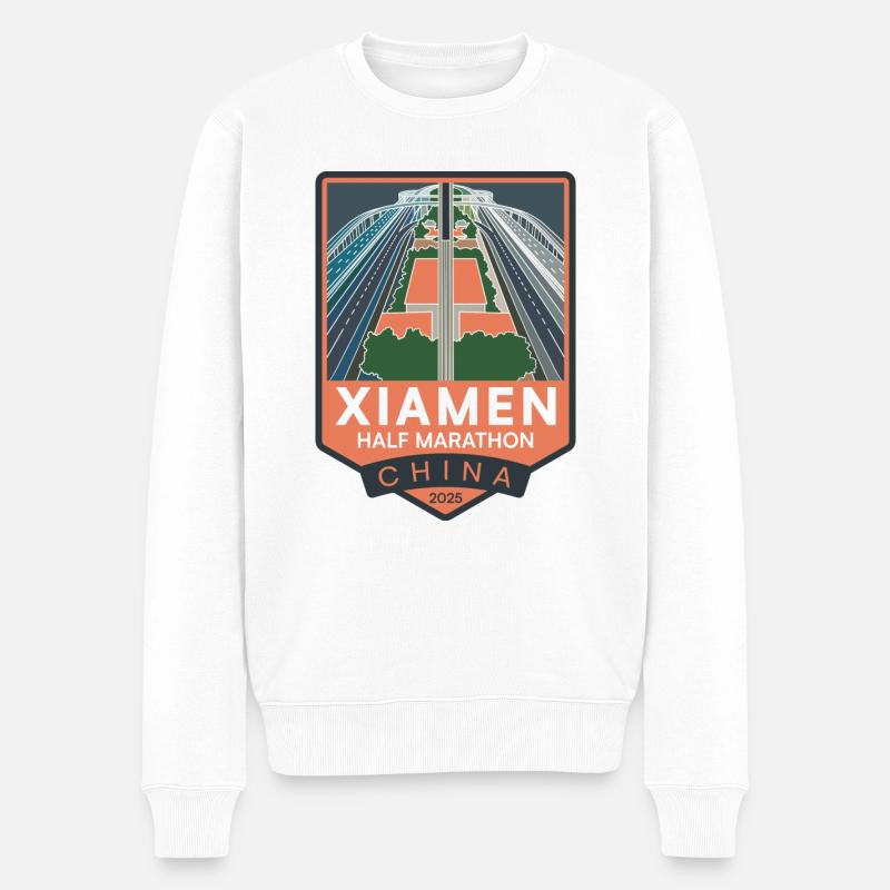 Xiamen Halbmarathon - 2025 - China - Männer Premium Bio Pullover - Weiß