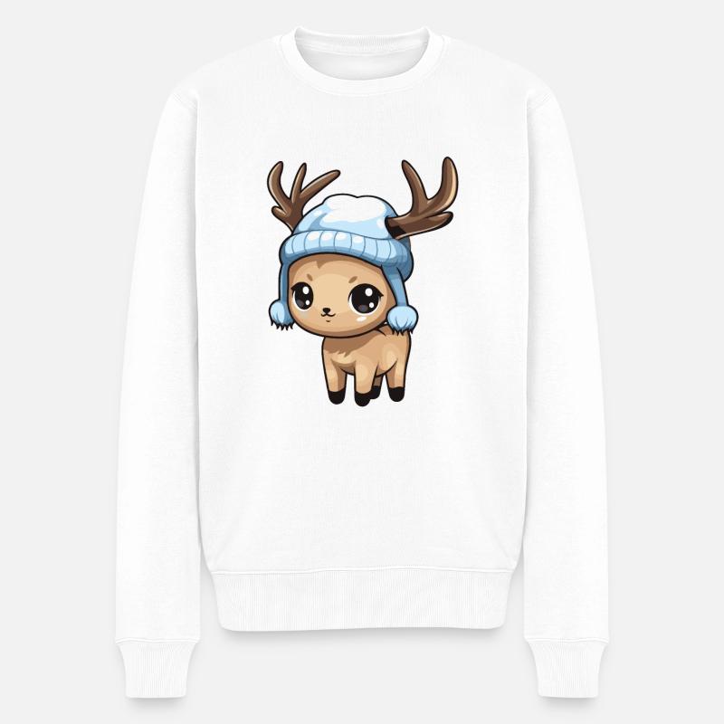 Bande dessinée d’hiver cerf - Pull Premium bio Homme - blanc