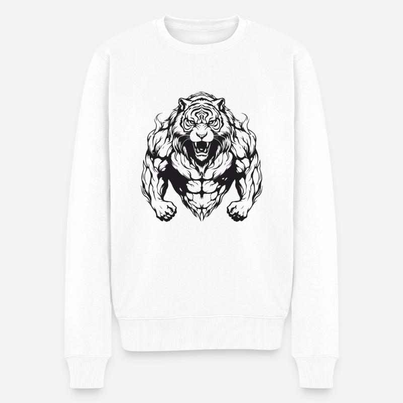 Musculation Tiger Muscles - Pull Premium bio Homme - blanc