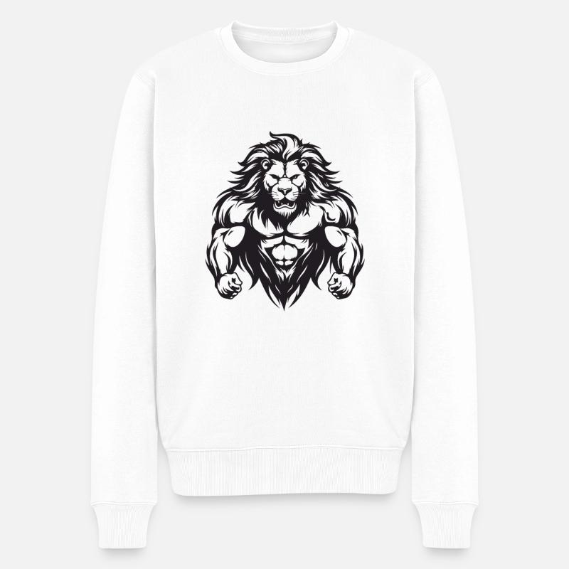 Gymnase d’entraînement Lion Muscles - Pull Premium bio Homme - blanc